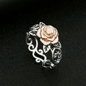 Rose Two Tone 925 Sterling & 14K Rose Gold Ring